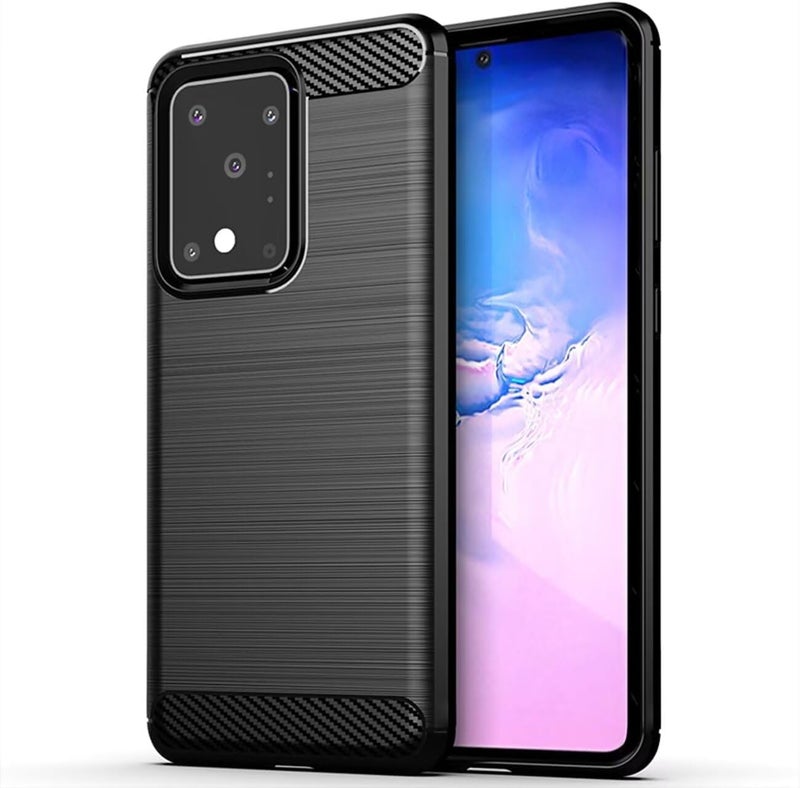 Aikcks for Samsung Galaxy S20 Ultra Phone case, Shockproof, Scratch Resistant Carbon Fiber Jacket, Soft TPU, for Galaxy S20 Ultra case (Black,) - Image 1